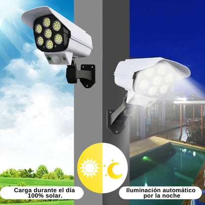 FOCO SOLAR LED TIPO CAMARA®️ - 100% Seguridad, 100% Ahorro.