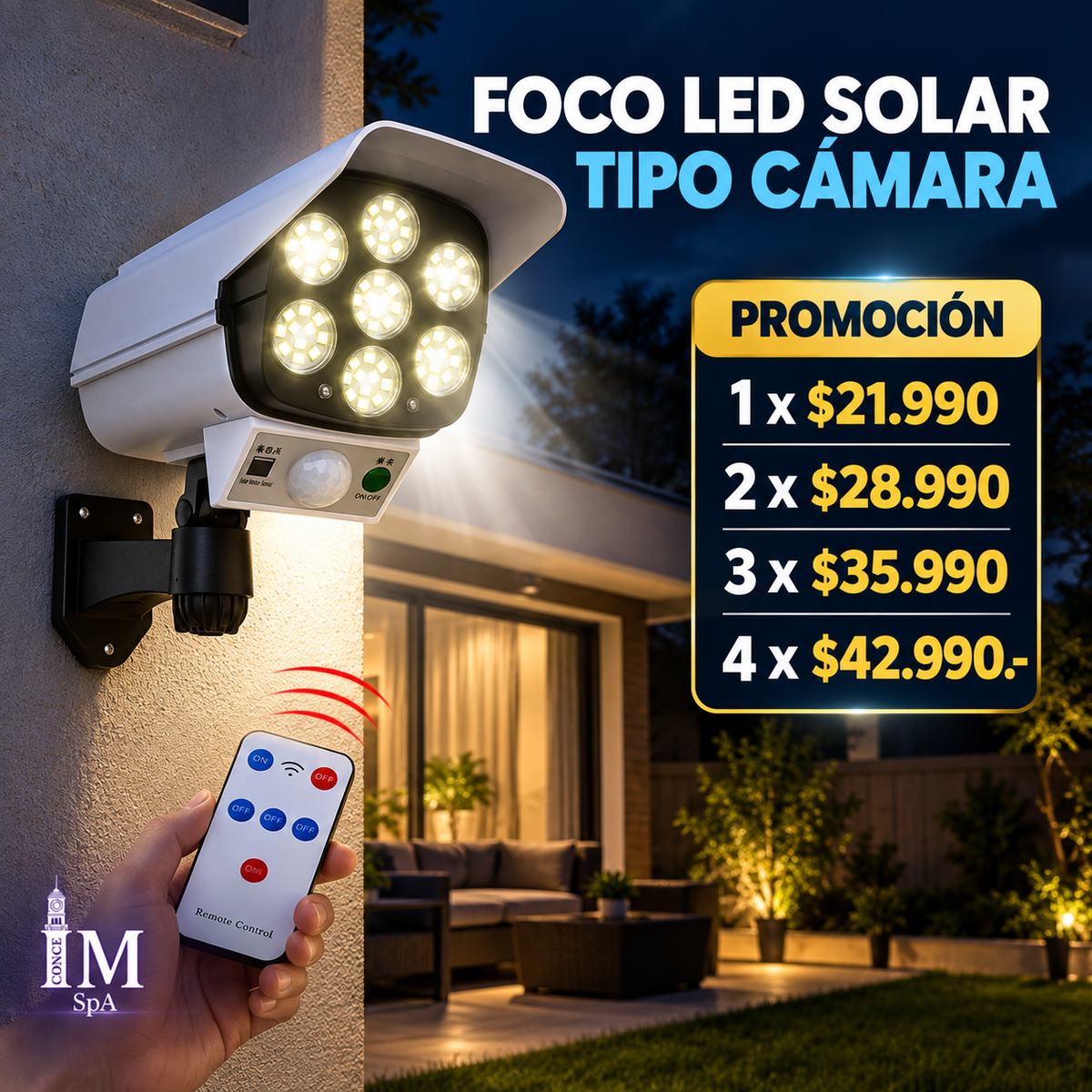 FOCO SOLAR LED TIPO CAMARA®️ - 100% Seguridad, 100% Ahorro.