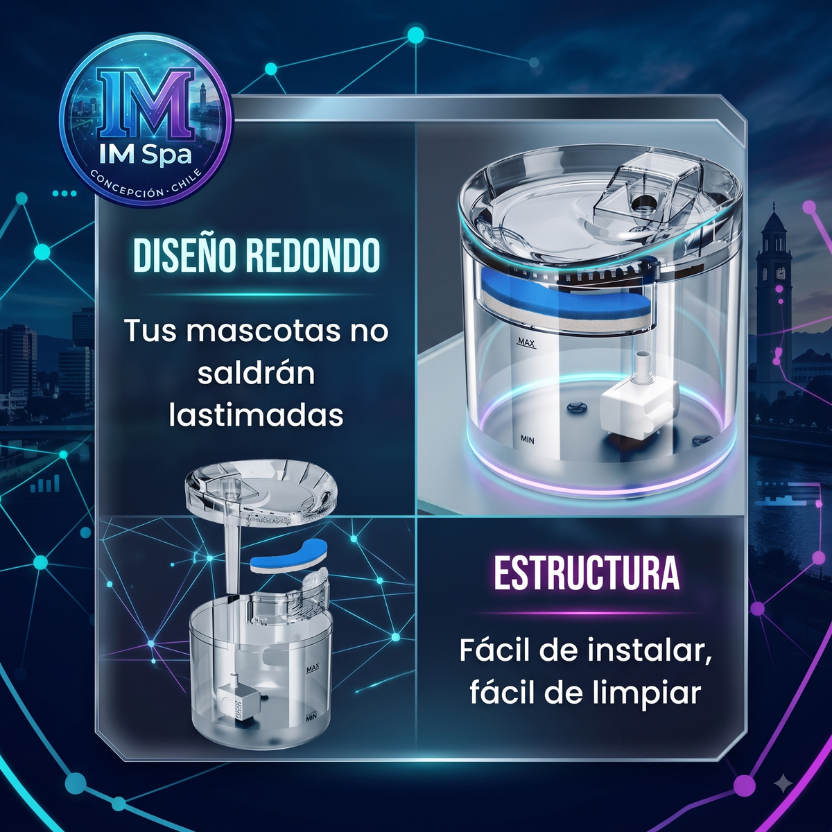 BEBEDERO PARA GATOS TRANSPARENTE®️ - Tu Regalón Siempre Hidratado.